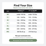 Size chart by height and weight
